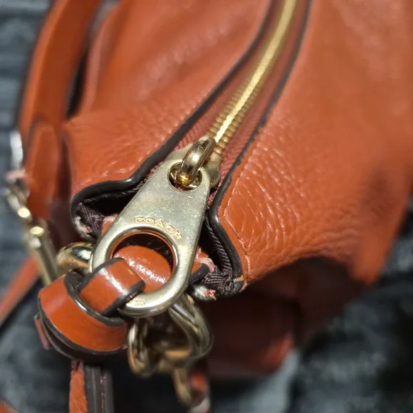 COACH C1522 Pennie Shoulder Bag Mixed Leather Suede Burnt Orange Rust Hobo - Picture 6 of 16